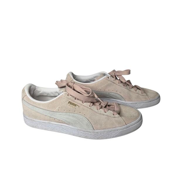 Puma Suede Classic 21 Shoes Womens SZ 8 Pink White Lace Up Sneakers Skater - Picture 2 of 11